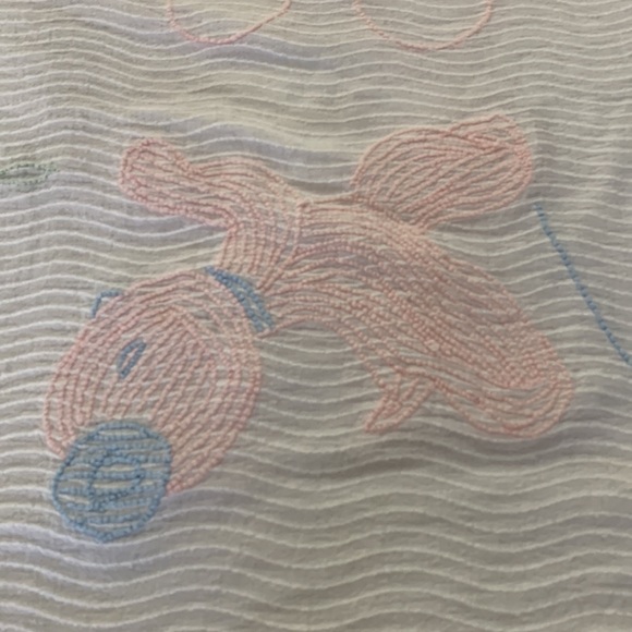 Vintage chenille baby bedspread with animal and floral motifs. - Picture 7 of 8